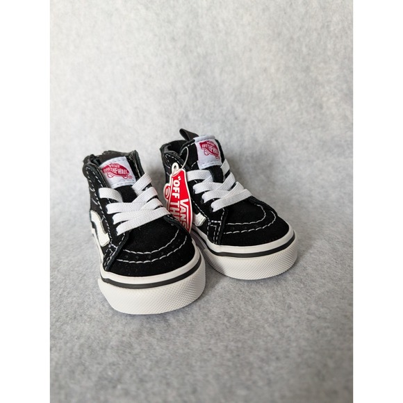 Vans Toddlers Sk8Hi Zip Shoes | 2c Black/White | Authentic New - 2 Toddler - Picture 13 of 14